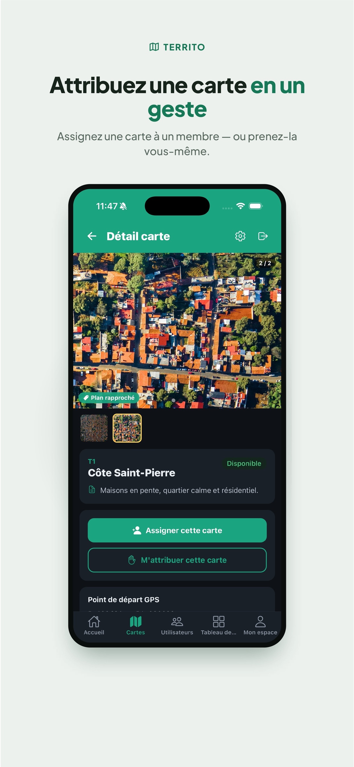 Attribuez une carte en un geste